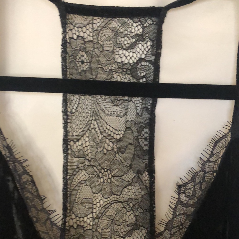 FRENCH CONNECTION spaghetti strap black velvet and lace dress. Size 2. - Picture 8 of 11